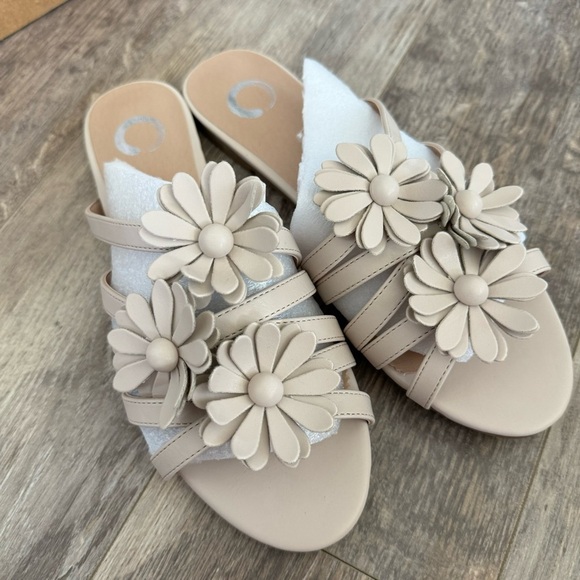 NIB! Lucky Brand Bylee Floral Mauve Dusty Pink Slide Sandals - Daisy Details - Picture 3 of 6